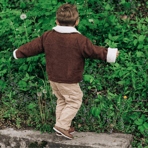 Sherpa Collar Coffee Brown Corduroy Jacket-Child