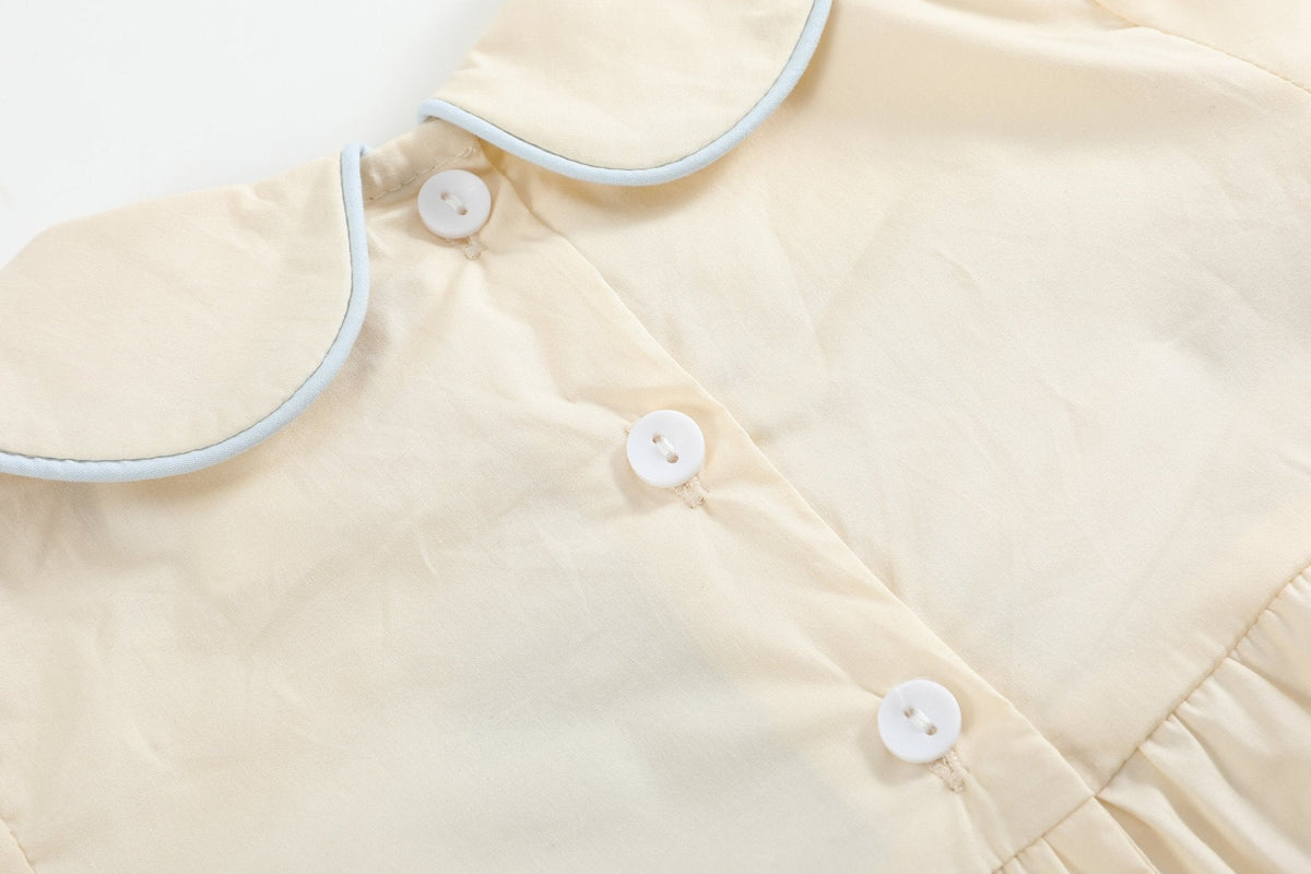 Buttercream Yellow Whale Smocked Collared Bubble Romper