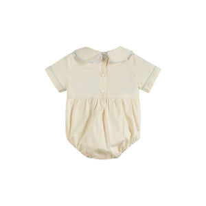 Buttercream Yellow Whale Smocked Collared Bubble Romper
