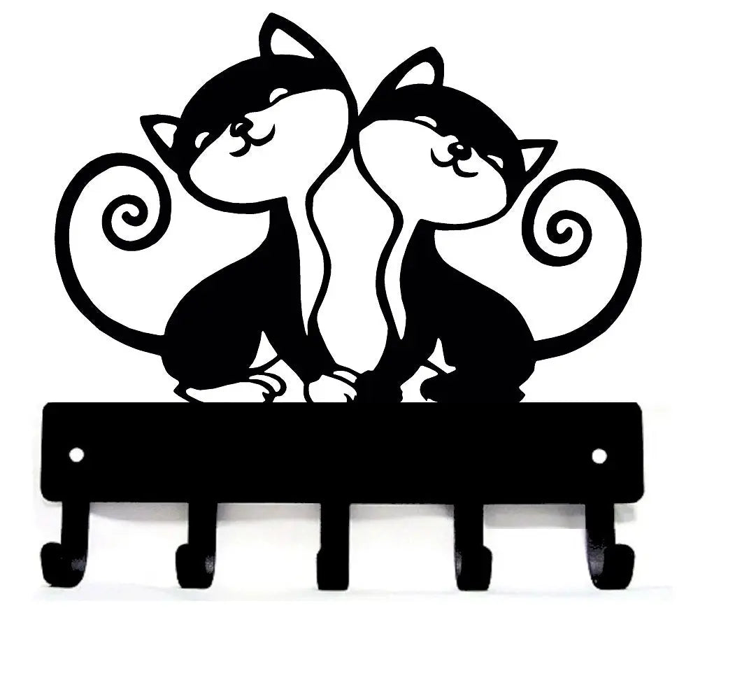 Twin Cats Key Holder with 5 hooks