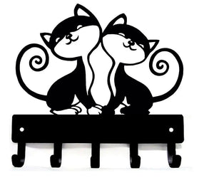 Twin Cats Key Holder with 5 hooks