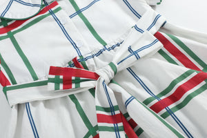 Christmas Plaid Smocked Collar Dress
