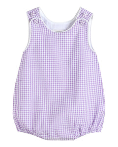 Classic Purple Gingham Bubble Romper
