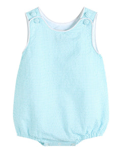 Classic Turquoise Seersucker Bubble Romper