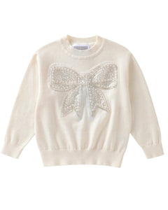 Cream Sparkly Bow Sweater
