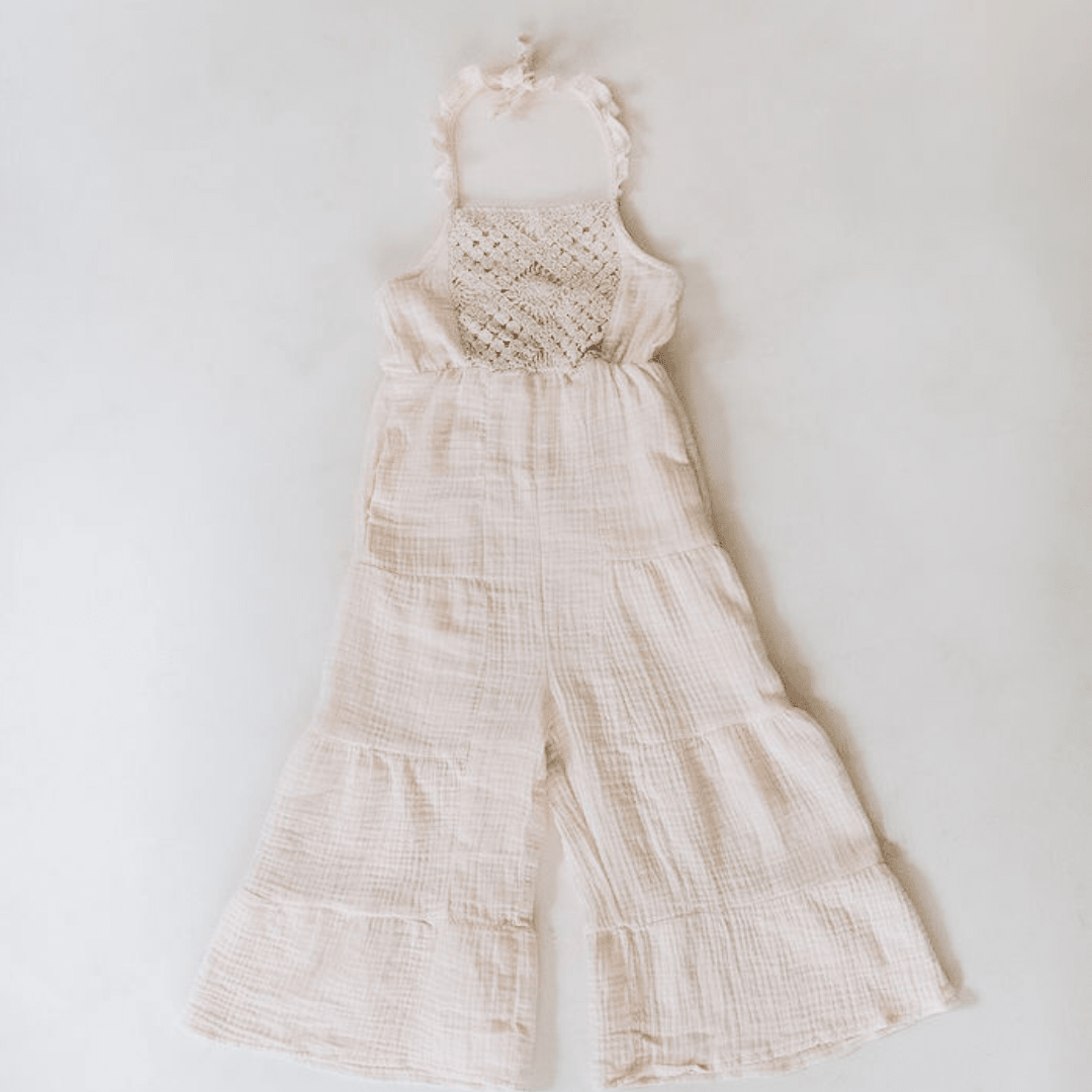 Soft White Crochet Jumpsuit - Child