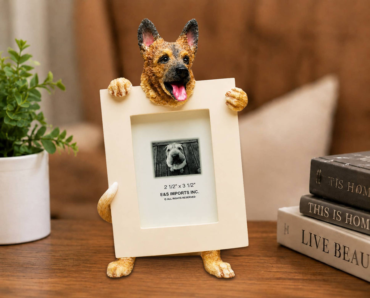 German Shepherd Pointer (2 1/2x3 1/2) Small Photo Picture Ceramic Frame from E&S Imports