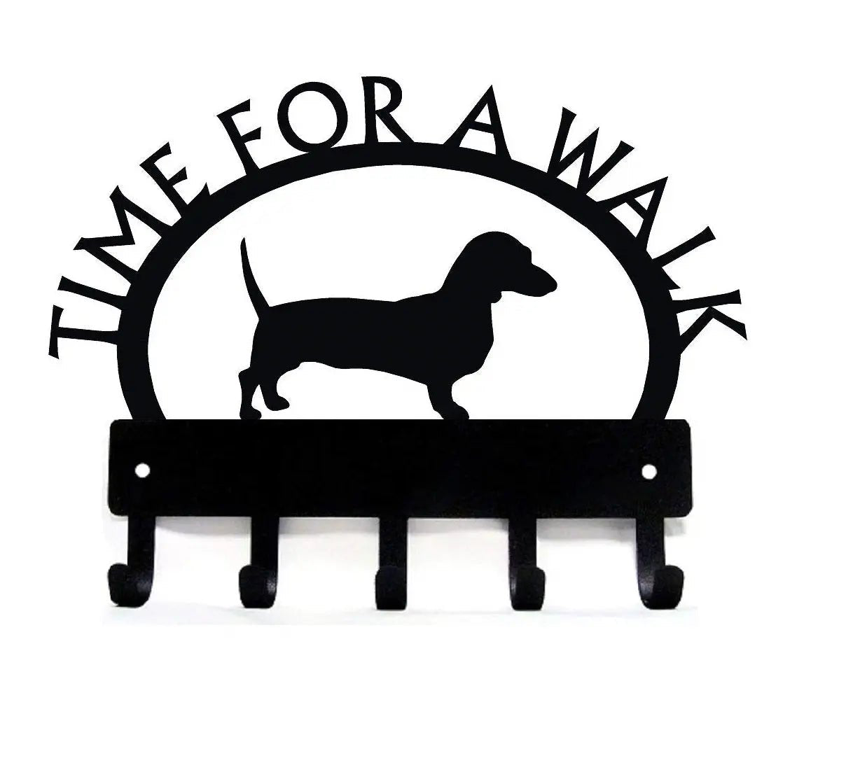 Dachshund TIME FOR A WALK Dog Key Rack & Leash Holder