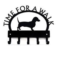 Dachshund TIME FOR A WALK Dog Key Rack & Leash Holder
