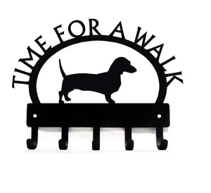 Dachshund TIME FOR A WALK Dog Key Rack & Leash Holder