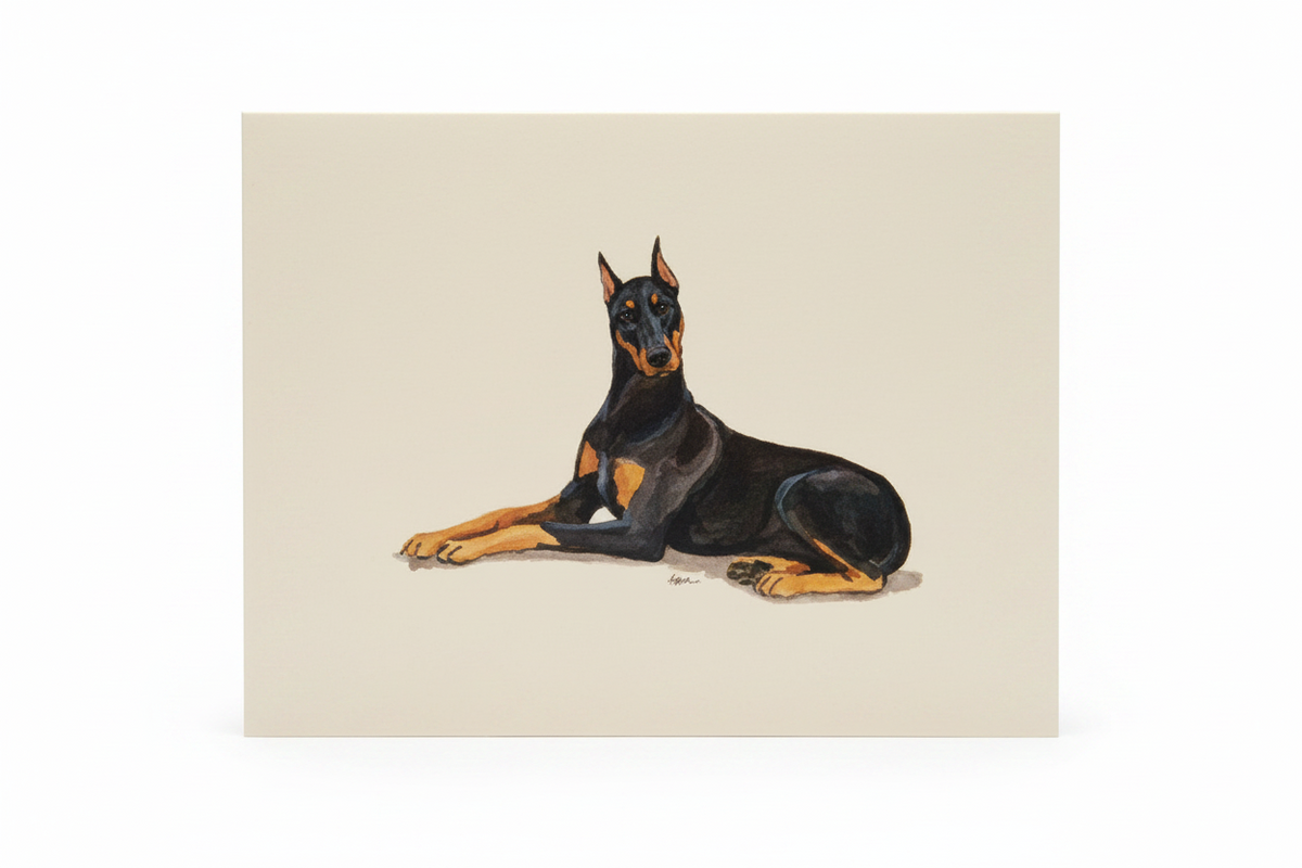 Zeppa Studios Fur Children Blank Note Cards - Doberman