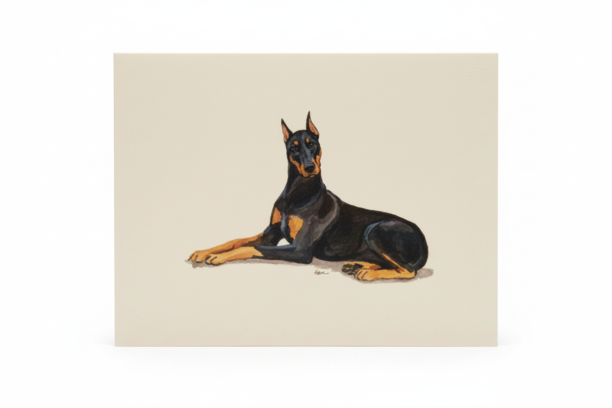 Zeppa Studios Fur Children Blank Note Cards - Doberman