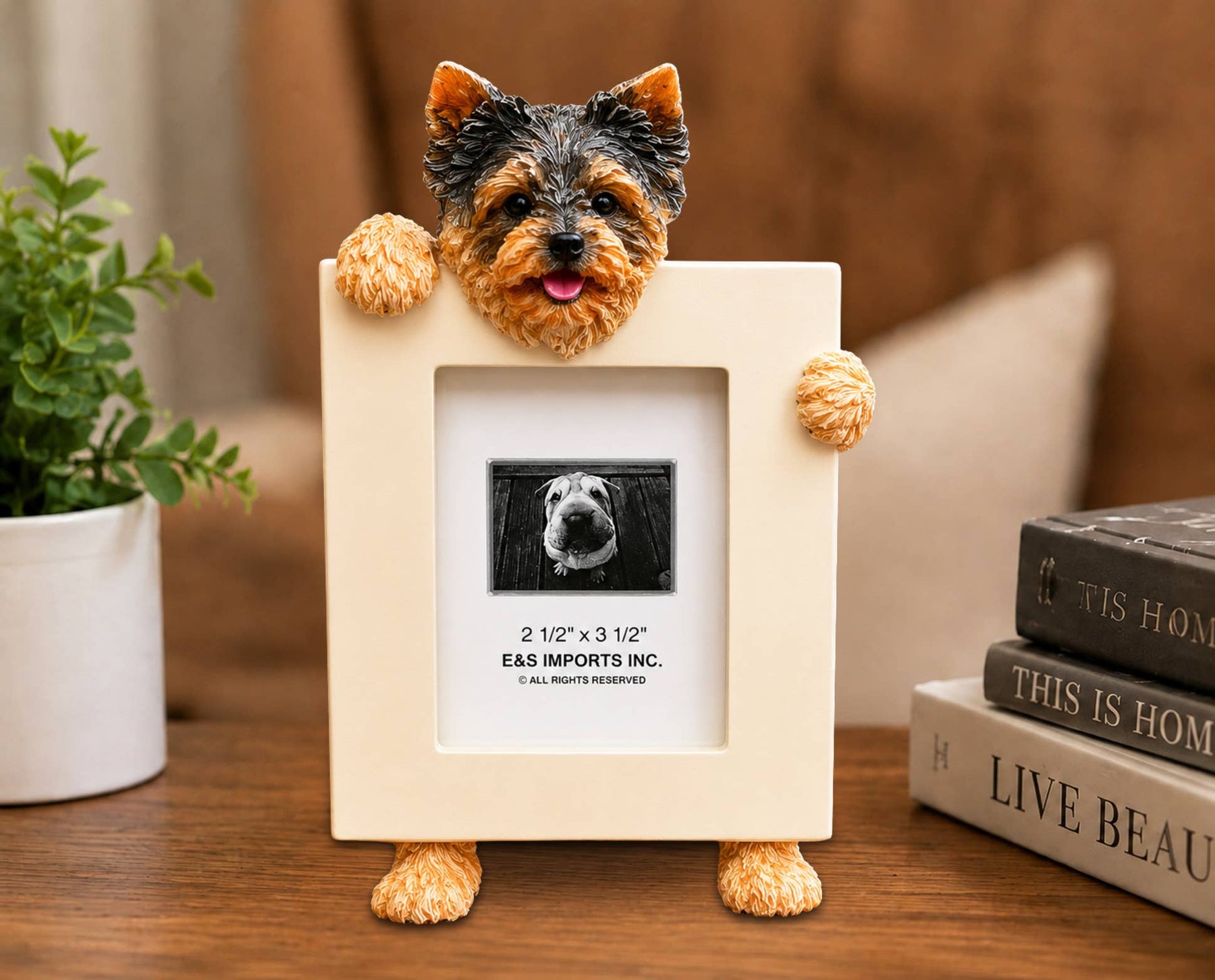 Yorkie puppy (21 /2x3 1/2) Small Photo Frame: Ceramic