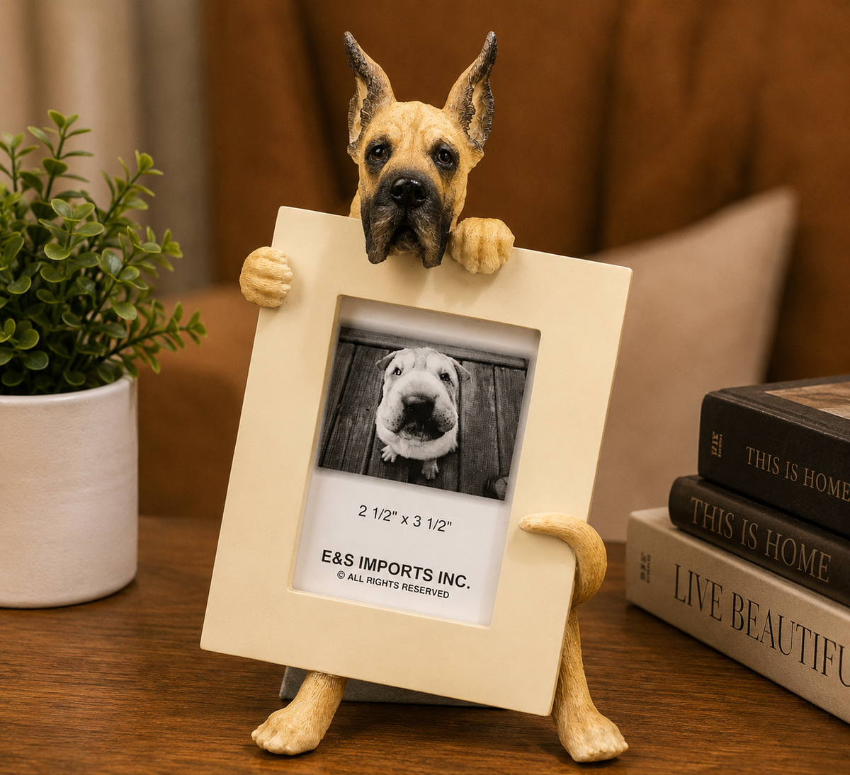 Great Dane Cropped (2 1/2x3 1/2) Small Photo Picture Ceramic Frame from E&S Imports