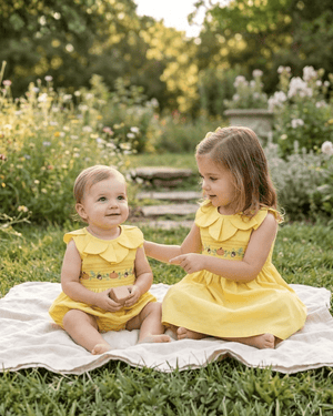Golden Wheat Pumpkin Smocked Petal Collar Bubble Romper