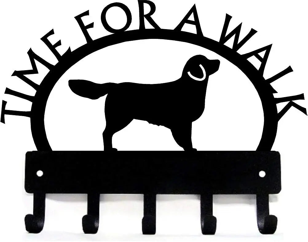 Golden Retriever TIME FOR A WALK Dog Key Rack & Leash Holder