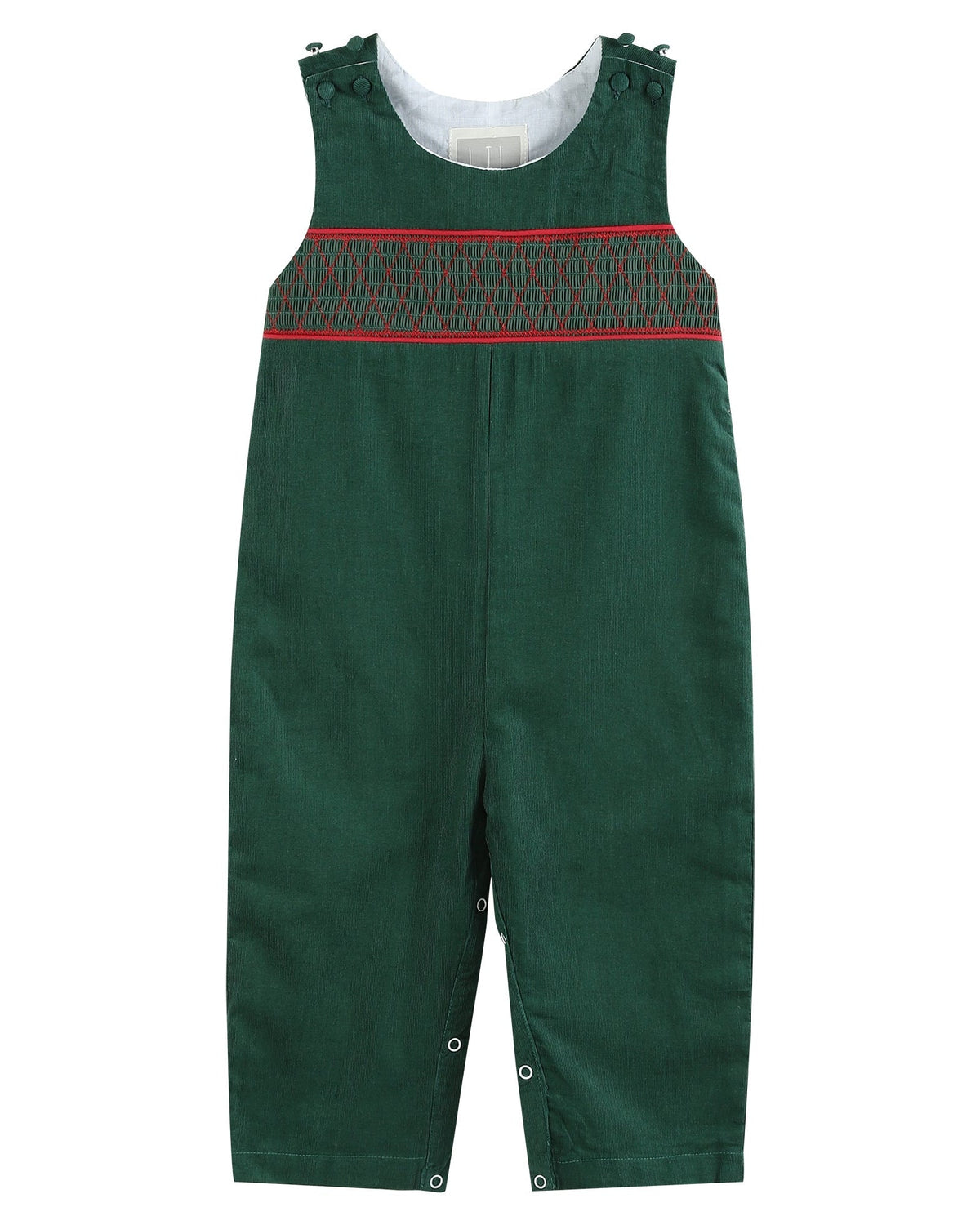 Green Christmas Smocked Overalls