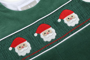 Green Corduroy Santa Smocked Longall