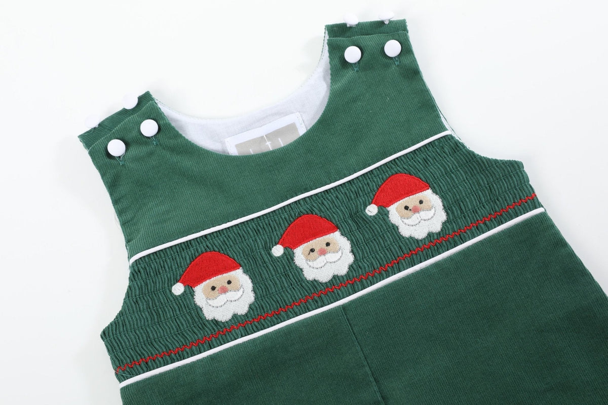 Green Corduroy Santa Smocked Longall