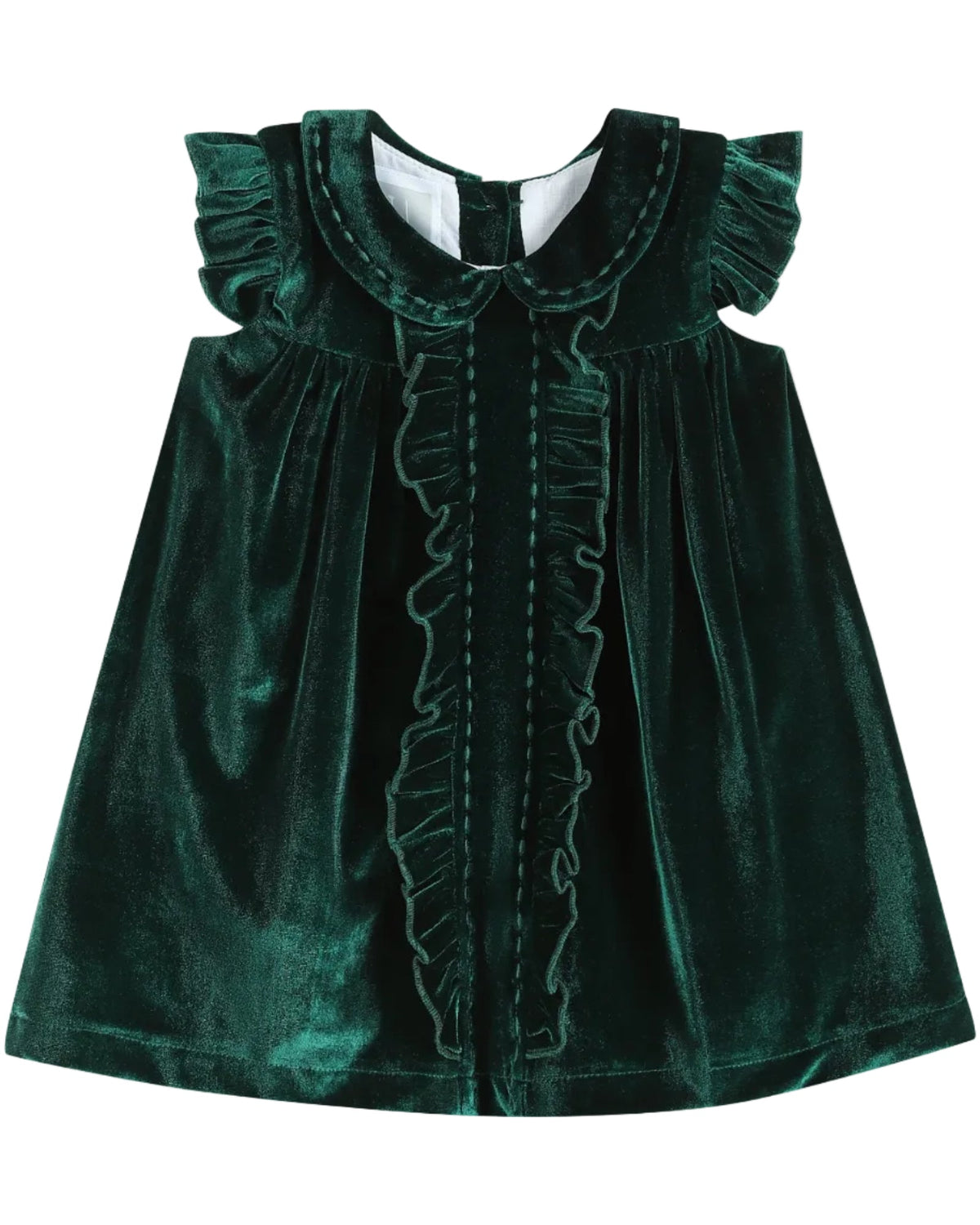 Green Velvet Ruffle Dress