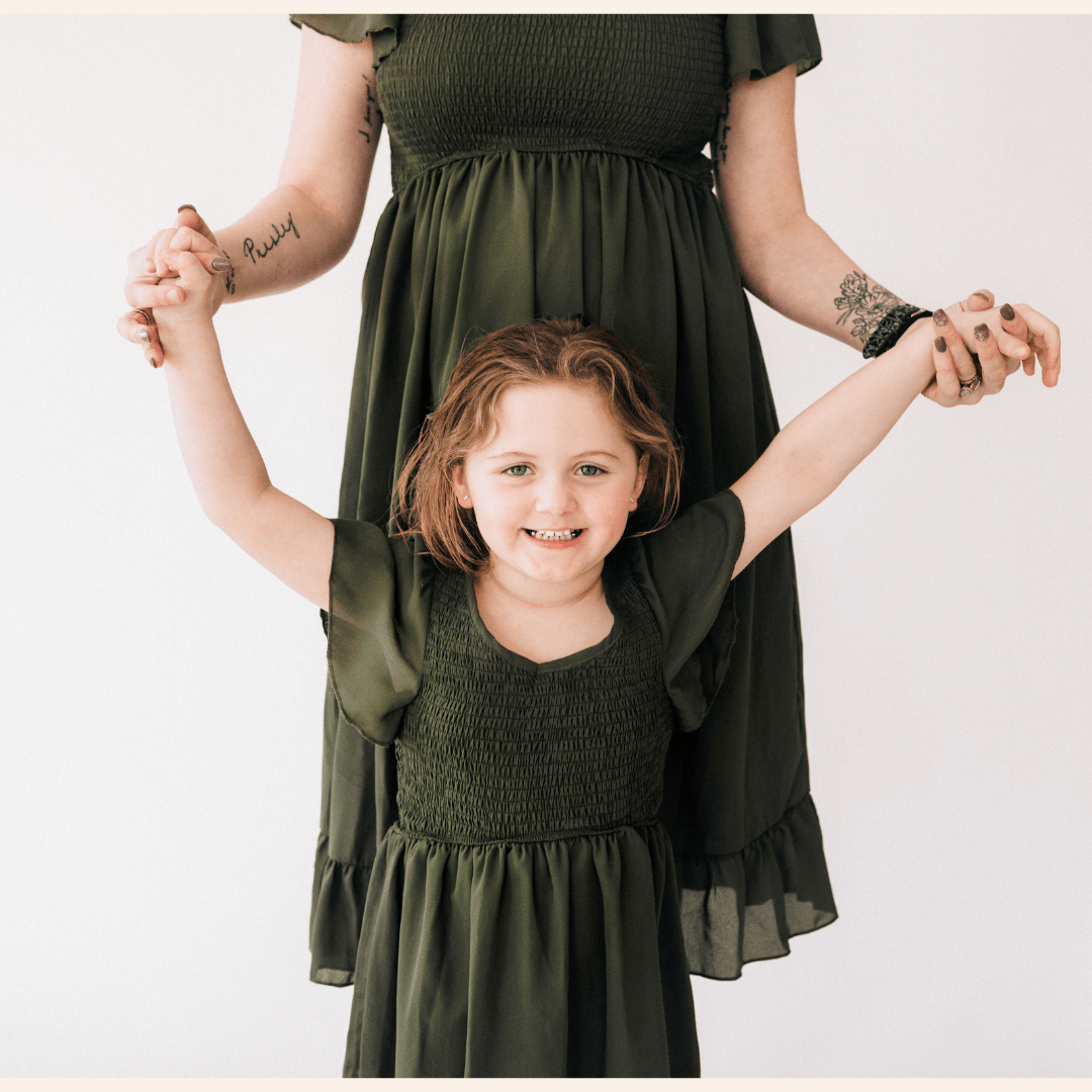 Dark Green Chiffon Dress - Child