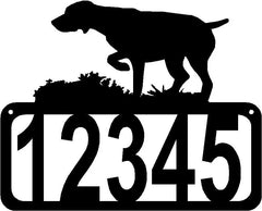 German Shorthaired Pointer Dog on Point Dog House Address Sign