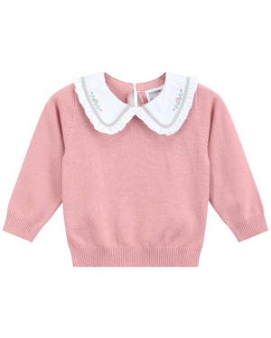 Heirloom Pink Roses Collared Sweater