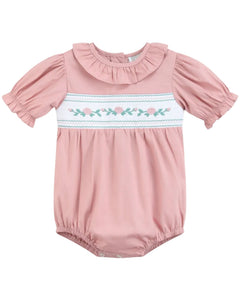 Heirloom Rose Ruffle Smocked Bubble Romper
