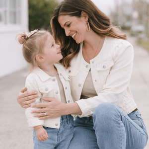 Ivory Cropped Denim Jacket - Child