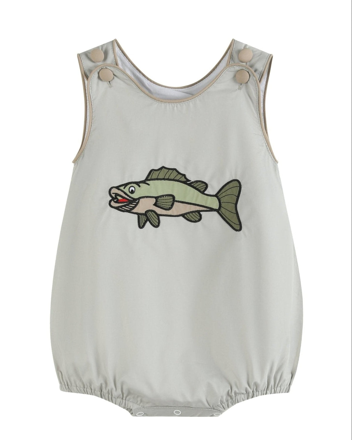 Khaki Green Fish Bubble Romper