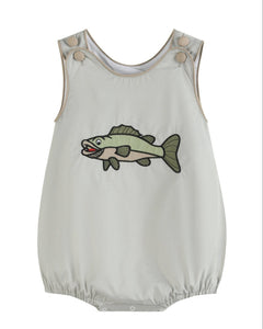 Khaki Green Fish Bubble Romper