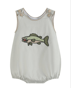 Khaki Green Fish Bubble Romper