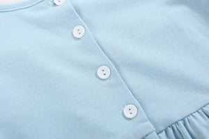 Light Blue Christmas Tree Smocked Knit Dress