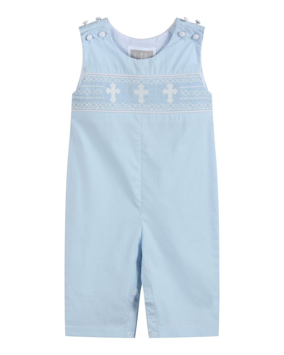 Light Blue Crosses Smocked Longall