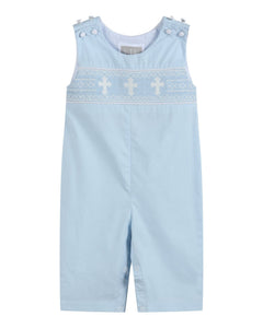 Light Blue Crosses Smocked Longall