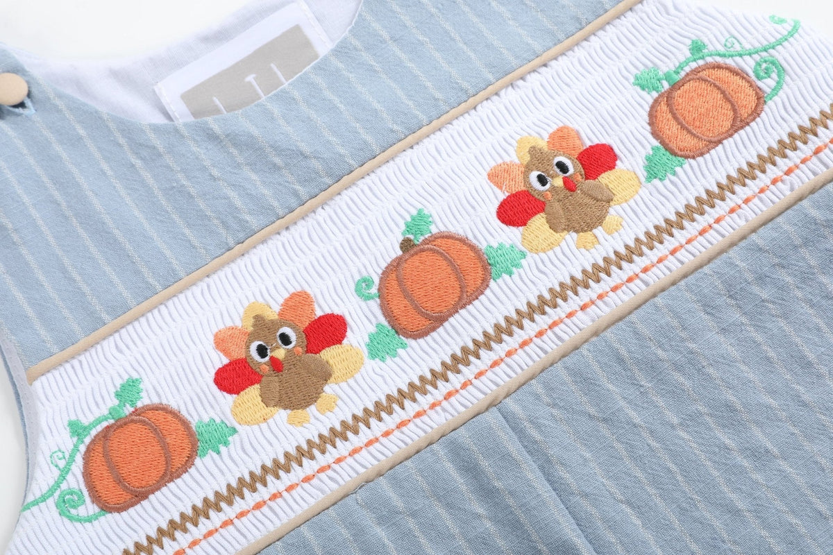 Light Blue Pinstripe Turkey Smocked Longall