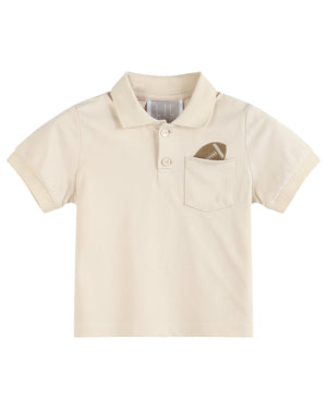 Light Brown Football Pocket Polo Golf Shirt
