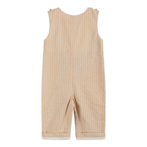 Light Brown Pinstripe Pumpkin Smocked Longall
