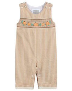Light Brown Pinstripe Pumpkin Smocked Longall