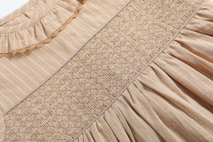 Light Brown Smocked Ruffle Dress