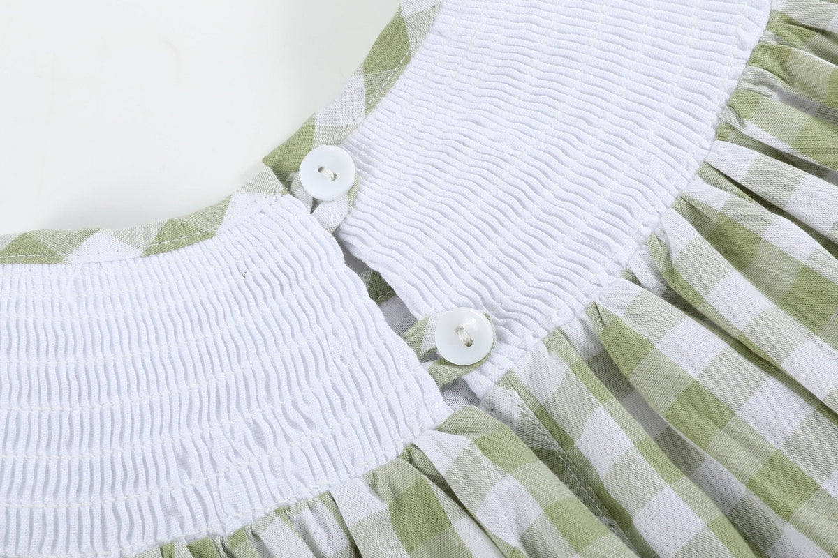 Light Green Alligator Smocked Bishop Dress