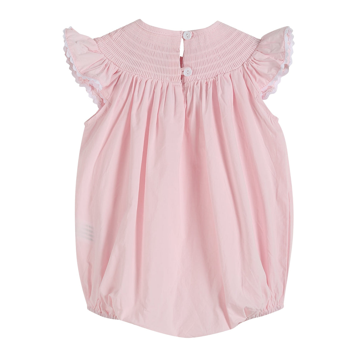 Light Pink Daisy Smocked Ruffle Bubble Romper