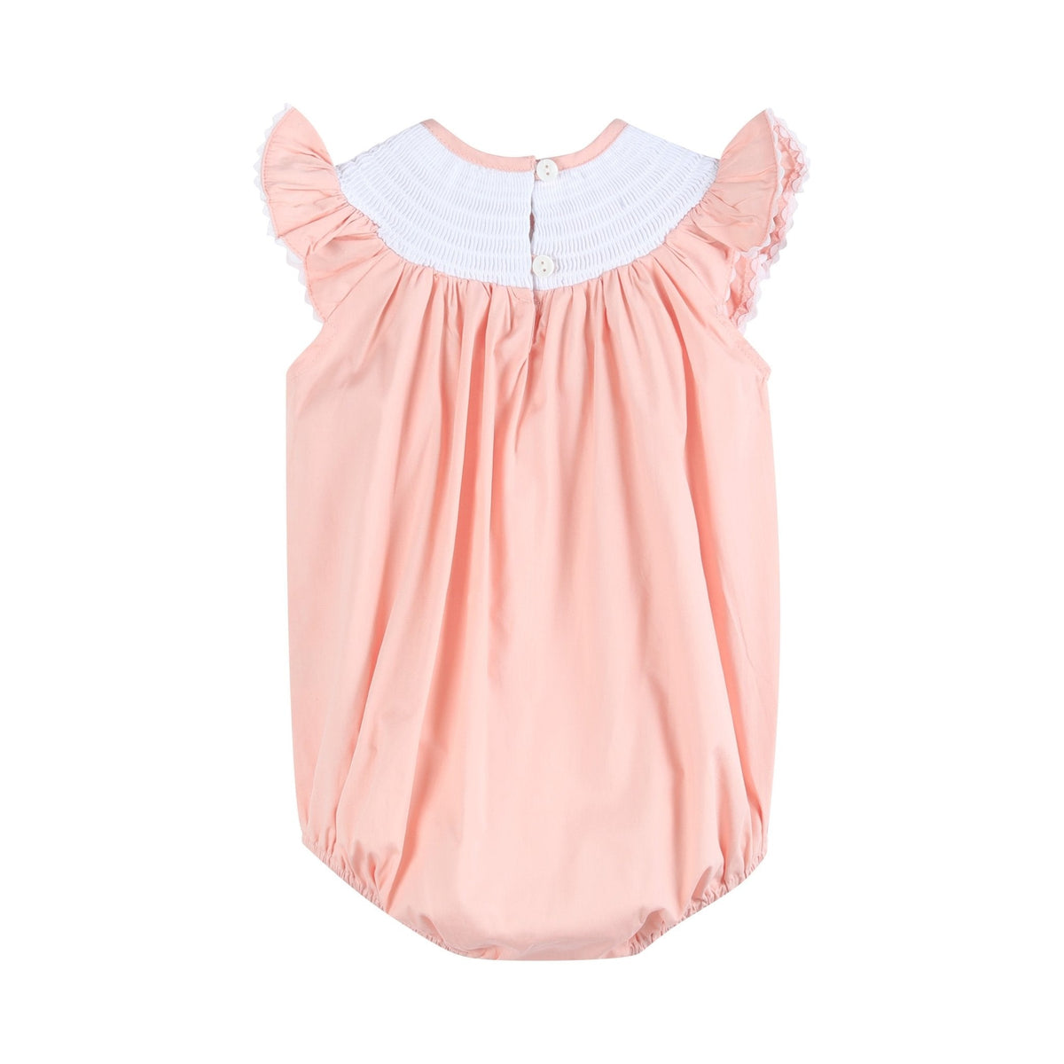 Light Pink Smocked Flutter Bubble Romper