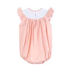 Light Pink Smocked Flutter Bubble Romper