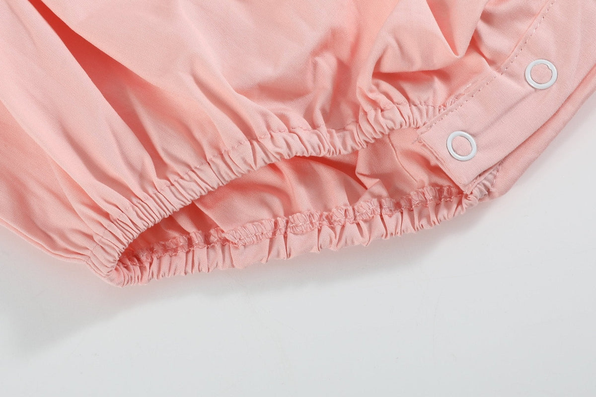 Light Pink Smocked Flutter Bubble Romper