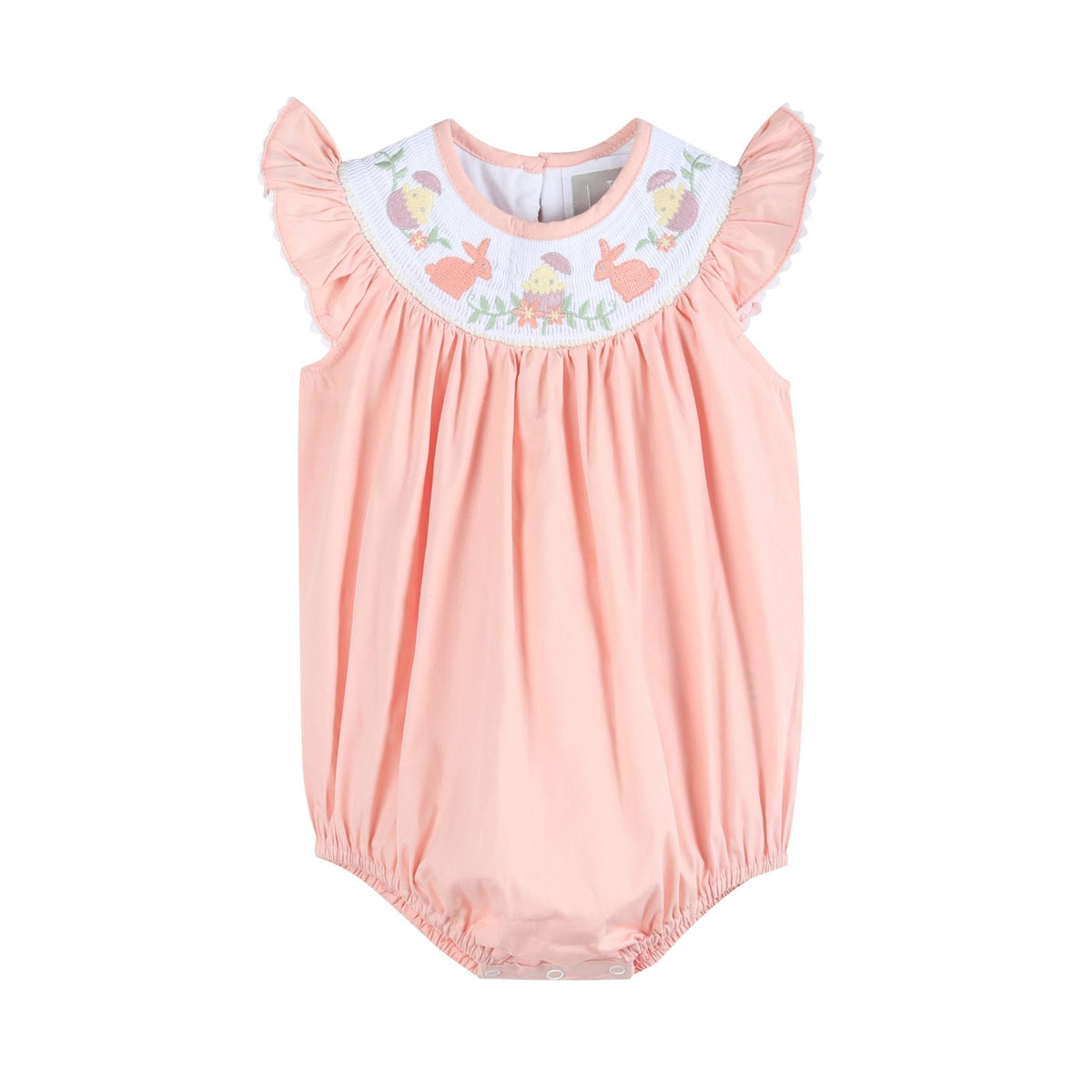 Light Pink Smocked Flutter Bubble Romper