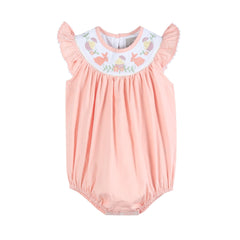Light Pink Smocked Flutter Bubble Romper