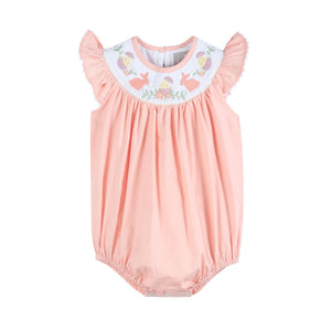 Light Pink Smocked Flutter Bubble Romper