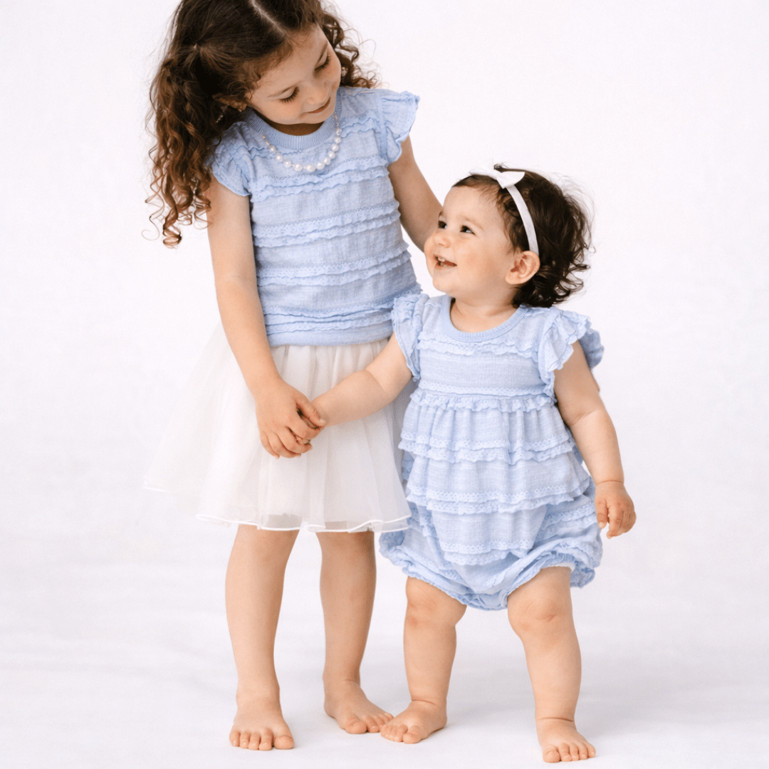 Ruffle Blue Pearl Onesie- Infant