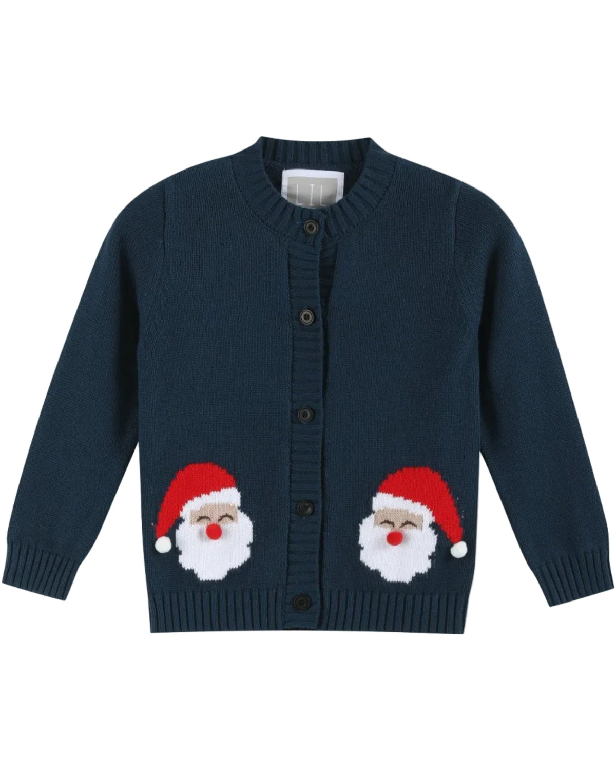 Navy Blue Christmas Santa Knit Cardigan
